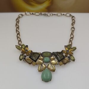 J. Crew Green and Yellow Necklace with Vintage-Inspired Design